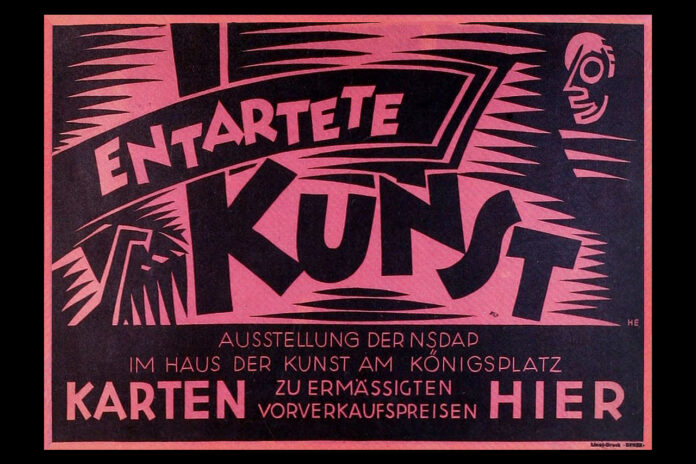 Affisch för utställningen ”Entartete Kunst” i Berlin, 1938.